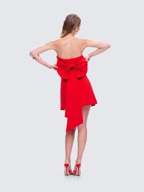 strapless open back dress Lillian Duchess Hot Pink Floral Dress